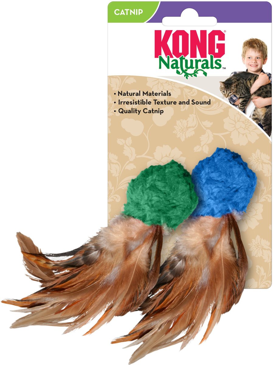 KONG Mega Feather Ball Cat Toy, Color Varies