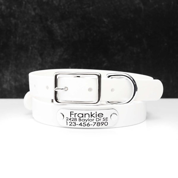 Mimi Green Waterproof with Riveted Name Plate Dog Collar, Blanca, Large 3/4" slide 1 of 4