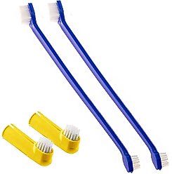 SunGrow Dental Cleaning Tool Kit Dog & Small Animal Toothbrush, 4 Count