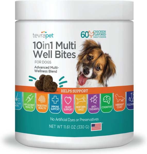 TevraPet 10in1 Multi Well Bites Dog Supplement, 60 count slide 1 of 7