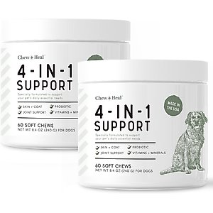 Chew + Heal 4-In-1 Support Multivitamin Dog Supplement, 120 count