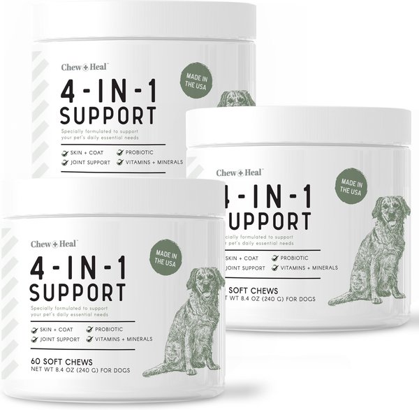 Chew + Heal 4-In-1 Support Multivitamin Dog Supplement, 180 count slide 1 of 8