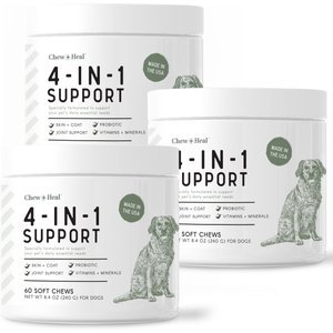 Chew + Heal 4-In-1 Support Multivitamin Dog Supplement, 180 count