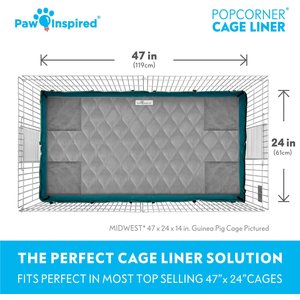Paw Inspired PopCorner Washable Fleece Guinea Pig Cage Liners & Bedding, Midwest, Gray