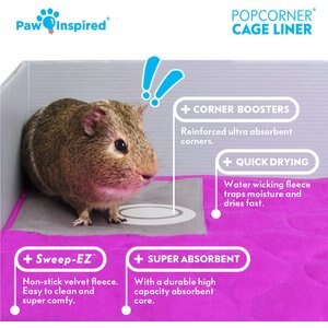 Paw Inspired PopCorner Washable Fleece Guinea Pig Cage Liners & Bedding, Midwest, Gray