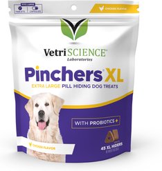 VetriScience Pinchers Pill Hiding Probiotic Chicken Flavor Dog Treats, X-Large, 45 count
