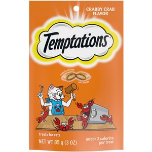 Temptations Crabby Crab Flavor Crunchy & Soft Cat Treats, 3-oz pouch, bundle of 2