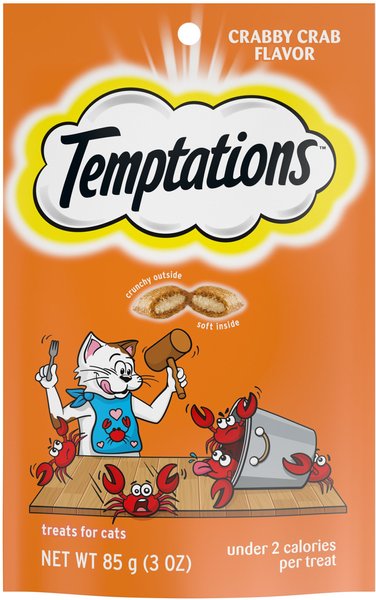 Temptations Crabby Crab Flavor Crunchy & Soft Cat Treats, 3-oz pouch, pack of 12 slide 1 of 8