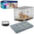 Starter Kit - Frisco Fold & Carry Double Door Collapsible Wire Dog Crate, 36 inch + 3 other items