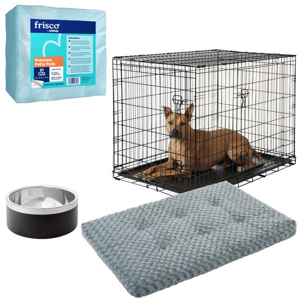 Starter Kit - Frisco Fold & Carry Double Door Collapsible Wire Dog Crate, 42 inch + 3 other items slide 1 of 9