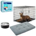 Starter Kit - Frisco Fold & Carry Double Door Collapsible Wire Dog Crate, 42 inch + 3 other items