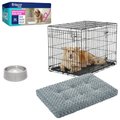 Starter Kit - Frisco Heavy Duty Fold & Carry Double Door Collapsible Wire Dog Crate, 36 inch + 3 other items