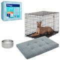 Starter Kit - Frisco Heavy Duty Fold & Carry Double Door Collapsible Wire Dog Crate, 42 inch + 3 other items