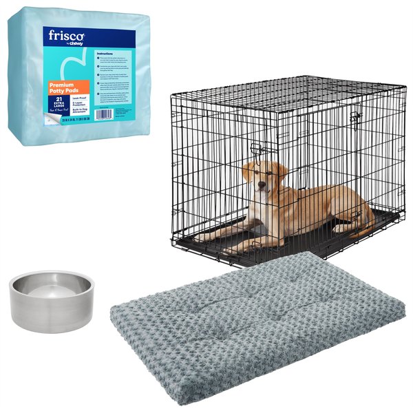 Starter Kit - Frisco Heavy Duty Fold & Carry Double Door Collapsible Wire Dog Crate, 48 inch + 3 other items slide 1 of 7