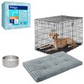 Starter Kit - Frisco Heavy Duty Fold & Carry Double Door Collapsible Wire Dog Crate, 48 inch + 4 other items