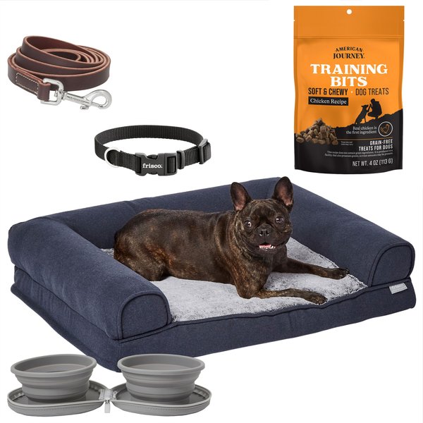 Starter Kit Frisco Heathered Woven Orthopedic Sofa Bolster Dog Bed w