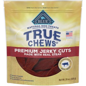 Blue Buffalo True Chews Premium Jerky Cuts Natural Steak Dog Treats, 20-oz bag