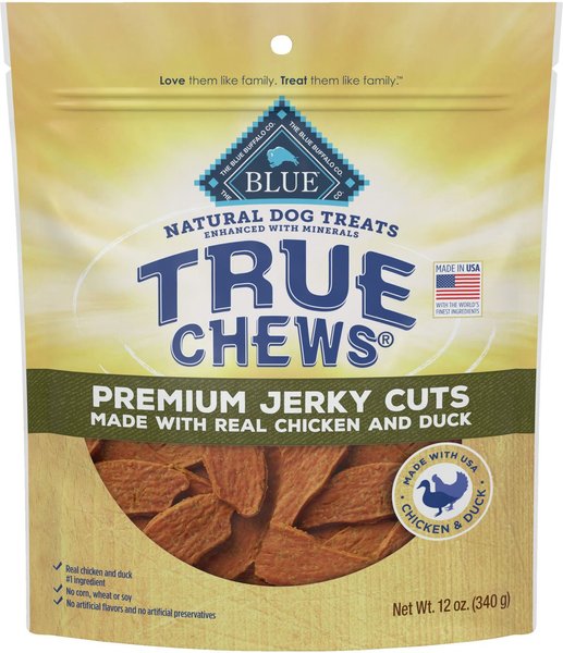 Blue Buffalo True Chews Premium Jerky Cuts Natural Duck Dog Treats, 12-oz bag slide 1 of 7