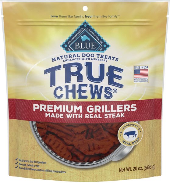 Blue Buffalo True Chews Premium Grillers Natural Grain-Free Steak Dog Treats, 20-oz bag slide 1 of 9