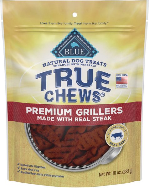 Blue Buffalo True Chews Premium Grillers Natural Grain-Free Steak Dog Treats, 10-oz bag slide 1 of 9