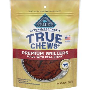 Blue Buffalo True Chews Premium Grillers Natural Grain-Free Steak Dog Treats, 10-oz bag