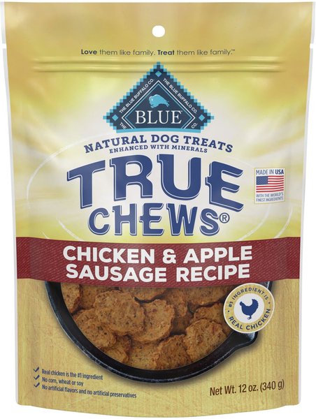 Blue Buffalo True Chews Natural Chicken & Apple Sausage Dog Treats, 12-oz bag slide 1 of 9