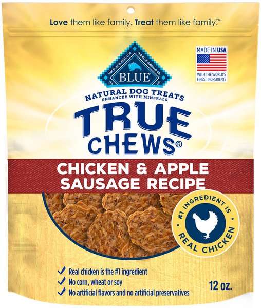 BLUE BUFFALO True Chews Natural Chicken Apple Sausage Dog Treats 12 oz bag Chewy