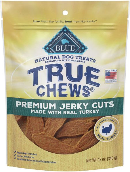 Blue Buffalo True Chews Premium Jerky Cuts Natural Turkey Dog Treats, 12-oz bag slide 1 of 9