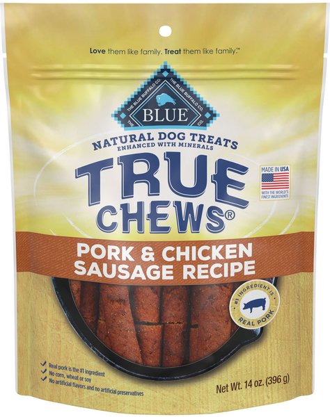 Blue Buffalo True Chews Natural Grain-Free Pork & Chicken Sausage Dog Treats, 14-oz bag slide 1 of 9