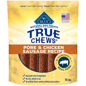 Blue Buffalo True Chews Natural Grain-Free Pork & Chicken Sausage Dog Treats, 14-oz bag