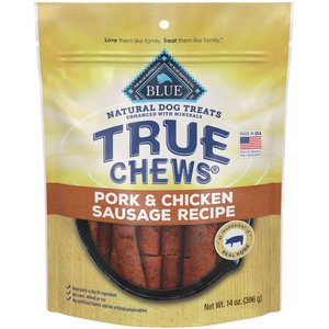 Blue Buffalo True Chews Natural Grain-Free Pork & Chicken Sausage Dog Treats, 14-oz bag