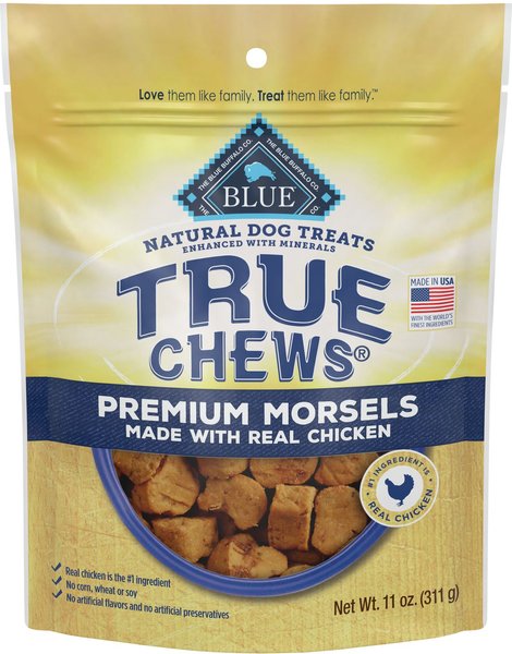 Blue Buffalo True Chews Premium Morsels Natural Grain Free Chicken Dog Treats, 11-oz bag slide 1 of 9