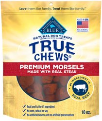 Blue Buffalo True Chews Premium Morsels Natural Grain-Free Steak Dog Treats, 10-oz bag