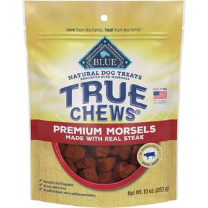 Blue Buffalo True Chews Premium Morsels Natural Grain Free Steak Dog Treats, 10-oz bag