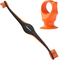 Paw Ready BrushMate Premium Toothbrush with Biteblock Dog Teeth Cleaning Aid, Orange, Medium