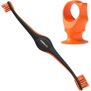Paw Ready BrushMate Premium Toothbrush with Biteblock Dog Teeth Cleaning Aid, Orange, Medium