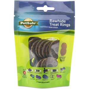 Busy Buddy Natural Rawhide Peanut Butter Rings Dog Treats, Size A