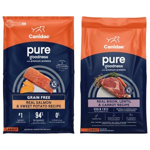 CANIDAE PURE Limited Ingredient Salmon & Sweet Potato Recipe + Bison, Lentil & Carrot Recipe Dry Dog Food