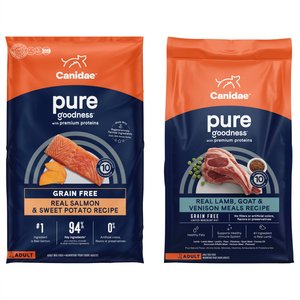 CANIDAE PURE Limited Ingredient Lamb, Goat & Venison Meals Recipe + Salmon & Sweet Potato Recipe Dry Dog Food