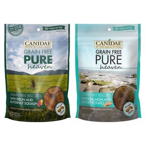 CANIDAE PURE Heaven Biscuits with Bison & Butternut Squash + Biscuits with Salmon & Sweet Potato Crunchy Dog Treats