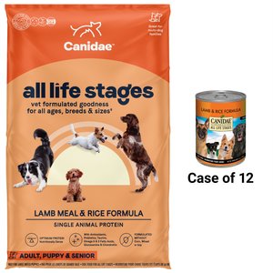 CANIDAE Lamb Meal & Rice Formula Dry Food + Lamb & Rice Formula Canned Dog Food