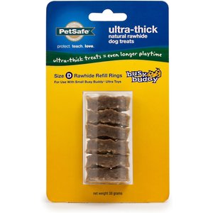 PetSafe Busy Buddy Ultra-Thick Natural Rawhide Rings Dog Treats, Size D