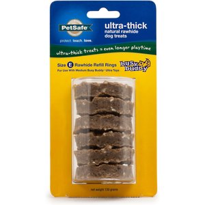 Busy Buddy Ultra-Thick Natural Rawhide Rings Dog Treats, Size E
