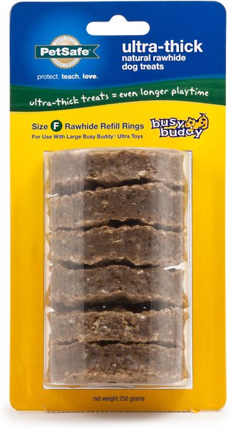 PetSafe Busy Buddy Ultra-Thick Natural Rawhide Rings Dog Treats, Size F slide 1 of 9