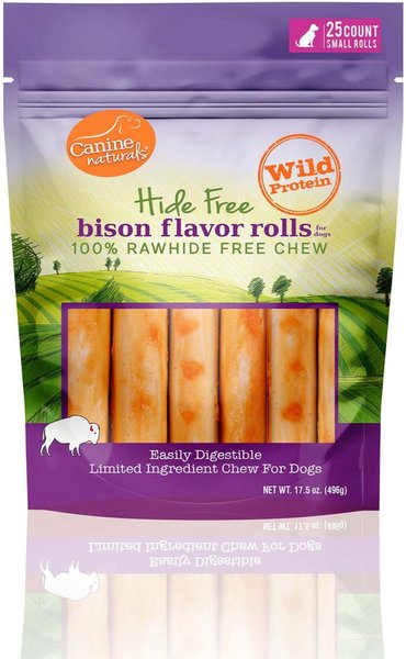 Canine Naturals 2.5-in Mini Roll Bison Dog Chew Treat, 17.5-oz bag, 25 count slide 1 of 9