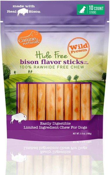 Canine Naturals 5-in Sticks Bison Dog Chew Treat, 3.5-oz bag, 10 count slide 1 of 9