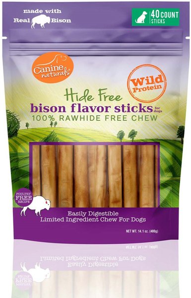 Canine Naturals 5-in Sticks Bison Dog Chew Treat, 14.1-oz bag, 40 count slide 1 of 9