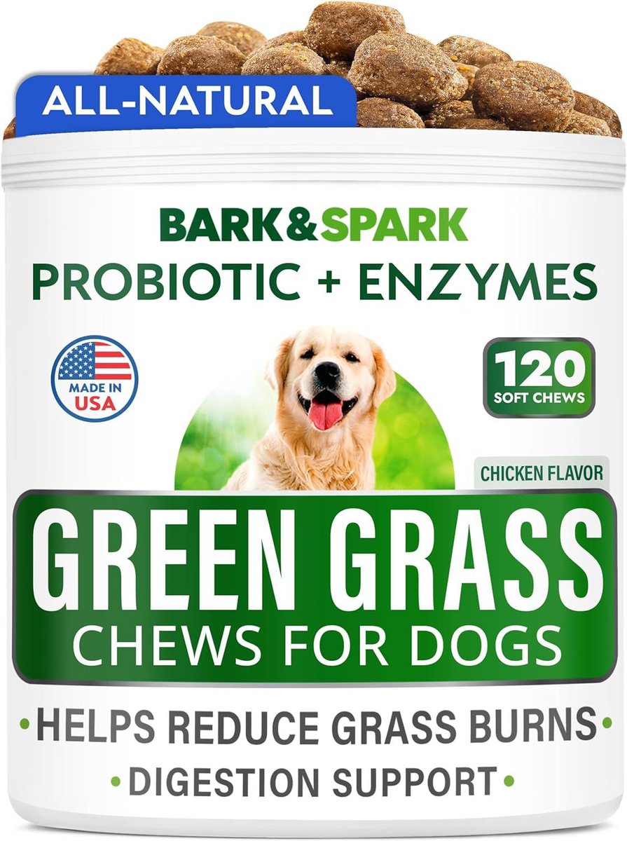 BARK&SPARK Green Grass Burn Spots Treatment Chews for Dogs, 120 count ...