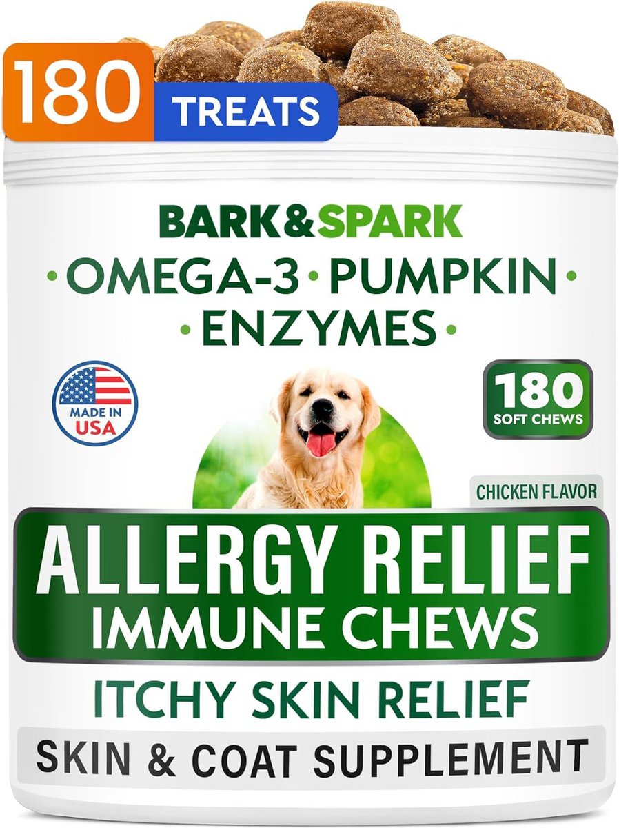 BARK SPARK Allergy Relief Omega 3 Anti Itch Chicken Flavor Dog