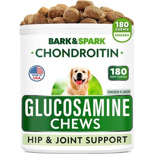 Bark&Spark Glucosamine Hip & Joint Chews for Dogs with Chondroiting, MSM, Omega, 180 count